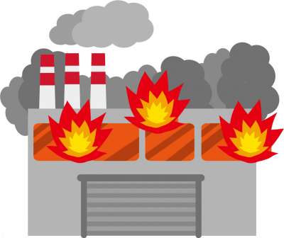 工場火災のイラスト